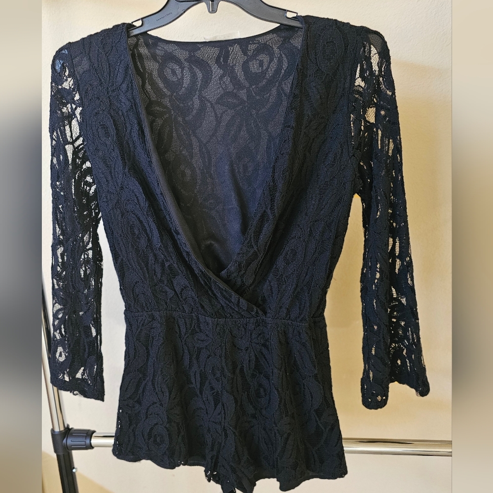 Medium black lace romper